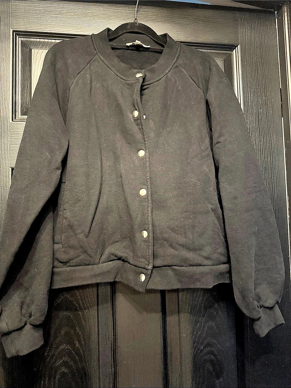 Balzac Paris Black Cotton Bomber Sweatshirt Jacket Size Medium